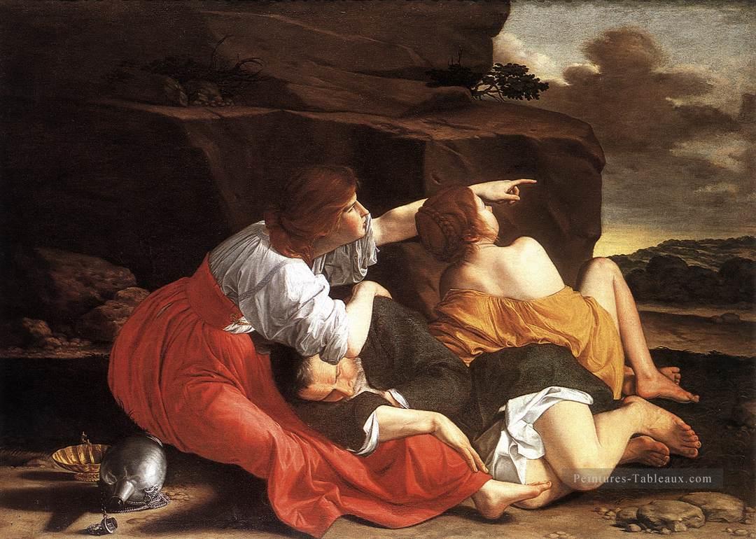 Lot et ses filles Baroque peintre Orazio Gentileschi Peintures à l'huile
